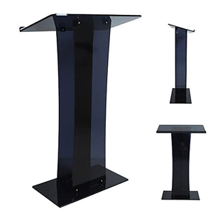 None Black Acrylic Podium Stand for Churches, Portable Lecterns & Pulpits