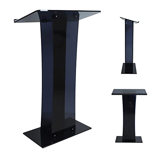 Black Acrylic Podium Stand for Churches, Portable Lecterns & Pulpits