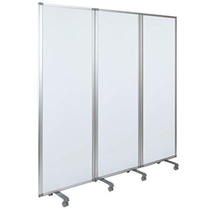 Flash Furniture Mobile Magnetic Whiteboard Partition with Lockable Casters, 72"H x 24"W (3 sections included)