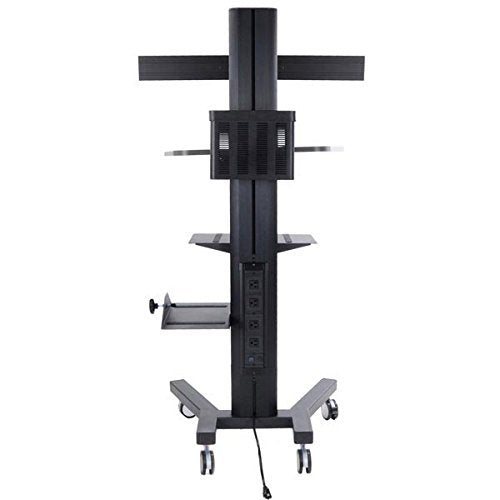 LEESONS Portable DUAL-Monitor Holder PC Mobile Cart Computer Printer Workstation - Black