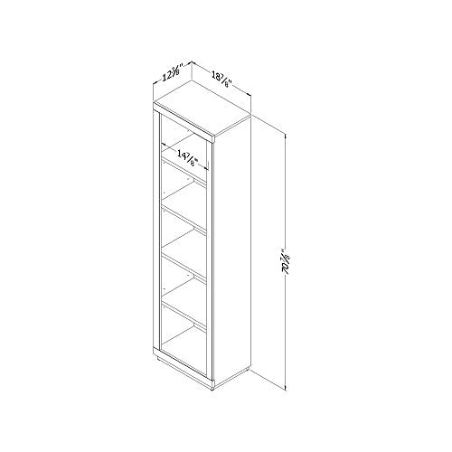 South Shore 10481 Narrow 5-Shelf Storage Bookcase, Weatered Oak