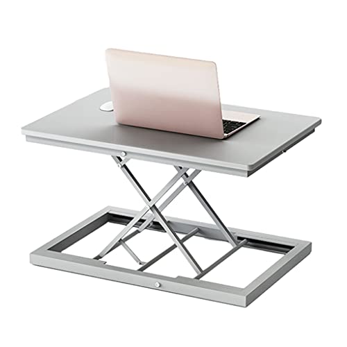 Standing Desk Converter 23.6 Inches Stand Up Desk Riser Height Adjustable Compact Home Office Desk Workstation for Laptop (Color : Gray)
