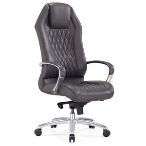 Zuri Furniture Modern Ergonomic Sterling Genuine Leather Executive Chair - Dark Grey