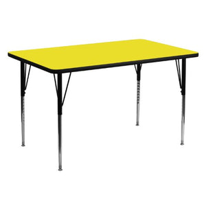 Flash Furniture 30''W x 60''L Rectangular Yellow HP Laminate Activity Table - Standard Height Adjustable Legs