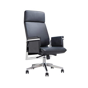 HJJWL Executive Leather High-Back Office Desk Chair with Casters, Black