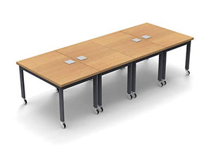 TeamWORK Tables 10 Person Conference Tables Model 6423 Beech X-Thick Tops with Industrial Casters