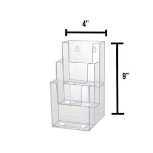 SOURCEONE.ORG 4-Inch Wide 3 Tier Premium Trifold Acrylic Brochure Holder, Clear