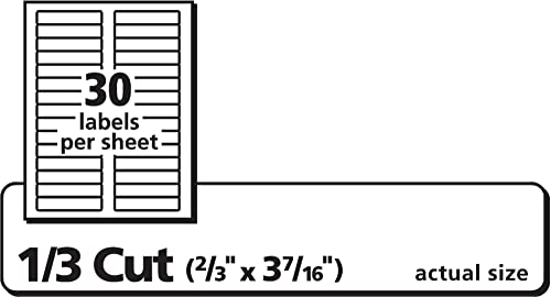 Avery File Folder Labels, TrueBlock Technology, Permanent Adhesive, 2/3" x 3-7/16", Box of 1,500, Case Pack of 5 (5366)