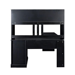 Generic Home Office Computer Desk with Hutch, Antiqued Black Finish