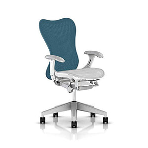 Herman_Miller Fully Adjustable Mirra 2 Chair: Tilt Limiter - Adjustable Seat - Adjustable Lumbar Support - Butterfly Back - Adjustable Arms - Fog Base -Studio White Frame