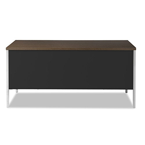 Alera ALESD6030BM Double Pedestal Steel Desk, Metal Desk, 60w x 30d x 29-1/2h, Walnut/Black