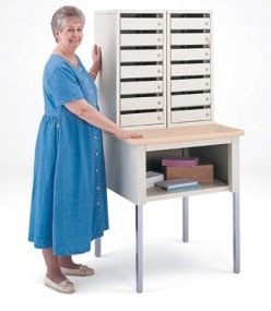 Charnstrom Side-by-Side Double Station Mail Sorter with 14 Doors and 3 Lock Types (P840)