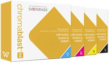 Chromablast HD Ink cartridges for use with Sawgrass Virtuoso SG400 & SG800 Printers. Complete Set (CMYK). for use on Cotton only. (See Instructions).