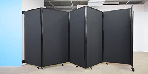 VERSARE Room Divider 360 Wall-Mounted Folding Partition | Locking Wheels | Temporary Room Separator | 8'6" x 6'10" Black SoundSorb Panels