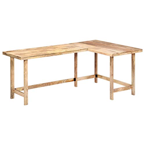 vidaXL Solid Mango Wood Desk Study Bedroom Office Table Writing Stand Home Indoor Corner Computer Desk Workstation Furniture 71"