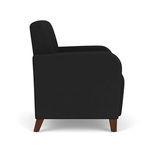 Lesro Siena Polyurethane Lounge Reception Guest Chair in Black/Walnut