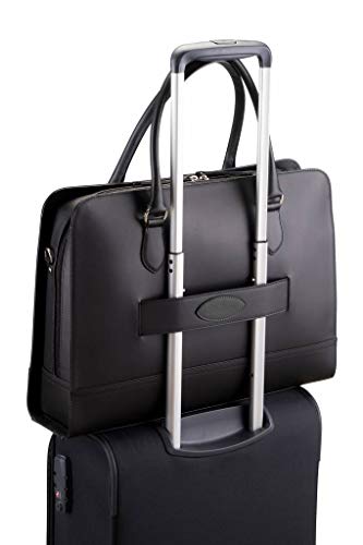 Su.B.dgn Laptop Bag 15.6 inch, with Luggage Strap, Briefcase for Women, Leather, Shoulder Bag, Crossbody Bag with Shoulder Strap, Made in Italy | Black