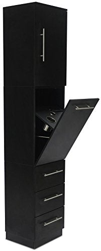 Icarus"Spokane" Black Tower Styling Station With 3 Drawers, Cabinet And Tool Holder