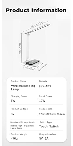 Table Lamp Charging Stepless Dimmable Touch Foldable Desk Lamp Reading Eye Protect Study Night Light (OneColor 10W)