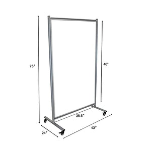 Stand Up Desk Store Rolling Mobile Magnetic Whiteboard Room Divider Dry Erase Board for Home or Classroom (40" W x 72" H)