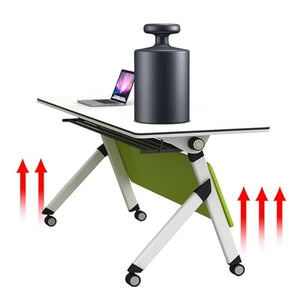 robwibw Folding Conference Room Table 6pcs Rectangle Flip Top Mobile Training Table with Wheels