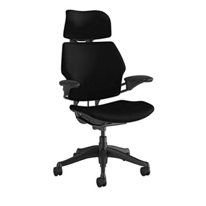 Humanscale Freedom Office Chair with Headrest - Ergonomic Work Chair with Highly Adjustable Arms and Gel Seat - Graphite Frame - Black Fabric