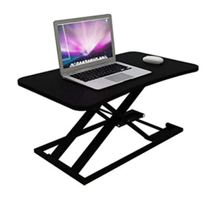 None Standing Desk Converter Sit Stand Desk Riser Adjustable Height Portable Desktop Workstation - Gray/Black