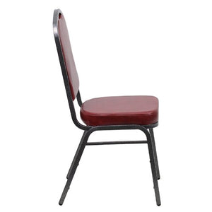 LIVING TRENDS Marvelius Crown Back Banquet Chair 10 Pack - Burgundy Vinyl/Silver Vein Frame