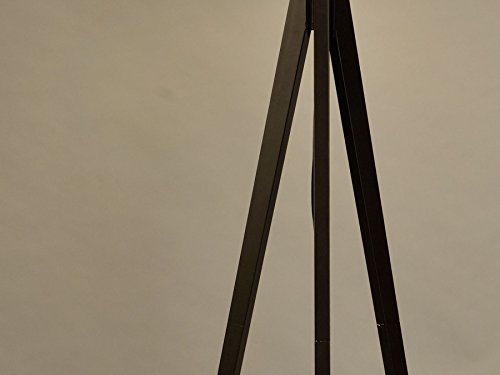 Nova Lighting 10858 Tripod Floor Lamp, Dark Wiped Wood & Brushed Nickel with White Linen Shade