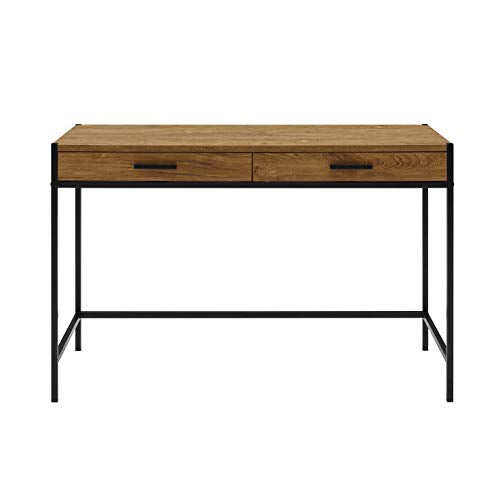 Caffoz 48" Writing Desk | Study Computer Desk | Oak Brown | Laptop PC Table Workstation with 2 Drawers for Home Office | Storage Space Saver