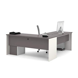 Bestar 93880-59 Connexion L Shaped Desk with Three Drawers, Slate/Sandstone