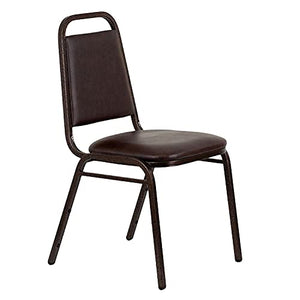 Flash Furniture 4 Pack HERCULES Series Stacking Banquet Chair - Brown Vinyl/Copper Vein Frame
