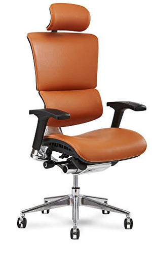 X Chair X4 Leather Executive Chair, Cognac Leather with Headrest