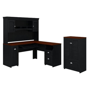 Maykoosh Global Greatness 60W L Shaped Desk with Hutch and Storage Cabinet - File Drawer