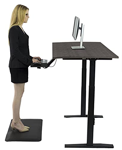 Rise UP Dual Motor Electric Standing Desk 48x30" Black Bamboo Desktop Premium Ergonomic Adjustable Height sit Stand up Home Office Computer Desk Table Motorized Powered Modern Furniture Small Standup