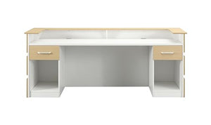 Casa Mare Wood Office Reception Desk Counter with Drawers | Cable Grommet Holes | Chrome Handles | Telescopic Rails | Logo Option | Front Table Furniture