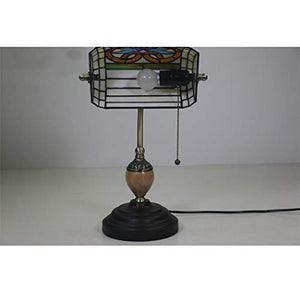 MaGiLL Tiffany Style Retro Banker Desk Lamp with Metal Base
