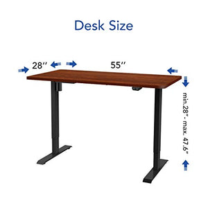 Flexispot 55 x 28 Inches Electric Stand Up Desk Workstation, Whole-Piece Desk Board Home Office Computer Standing Table Height Adjustable Desk (EC1 Classic Black Frame + 55" Mahogany Top)