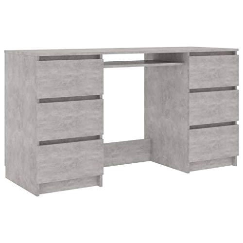 vidaXL Modern Computer Desk with 6 Drawers, Sturdy Office Desk, Notebook Tablelet Table, Writing Gaming Desk, Reading Table, Workstation for Home Office Study Room 55.1x19.7x30.3 inch Chipboard