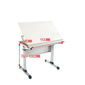 Drafting Table Practical Lifting Drawing Table Art Workbench Construction Machinery Drawing Table Convenient Storage (Color : White, Size : 90X60X76CM)
