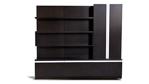 ZURI Carter Executive Modern Walnut Shelving Unit with File Drawers