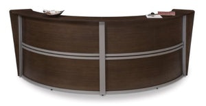 OFM Marque Series Double-Unit Curved Reception Station, Walnut