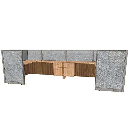 G GOF 2 Person Workstation Cubicle (5'D x 13'W x 4'H) - Walnut Office Partition