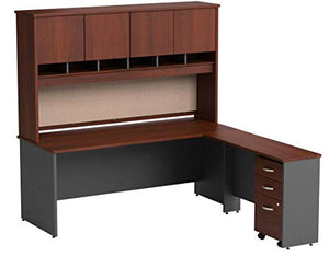 Bush Business Furniture Series C 72W L Shaped Desk with Hutch and Mobile File Cabinet in Hansen Cherry