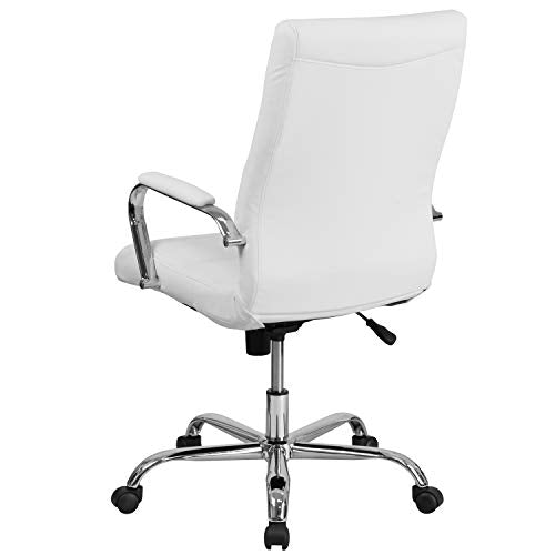 Flash Furniture High Back Office Chair | White LeatherSoft Office Chair with Wheels and Arms