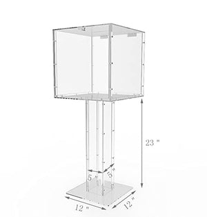 FixtureDisplays® 15x15x38" Clear Plexiglass Large Floor Standing Tithing Box Offering Box Ballot Box 14316