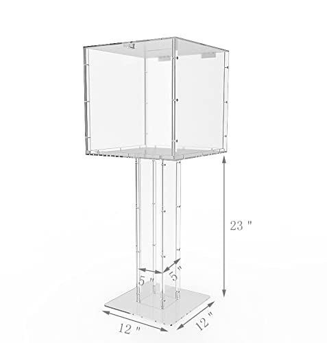 FixtureDisplays® 15x15x38" Clear Plexiglass Large Floor Standing Tithing Box Offering Box Ballot Box 14316