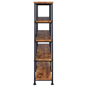 Coaster Home Furnishings Analiese Rustic Industrial 60" 4-Shelf Wood Double Bookcase - Brown Nutmeg