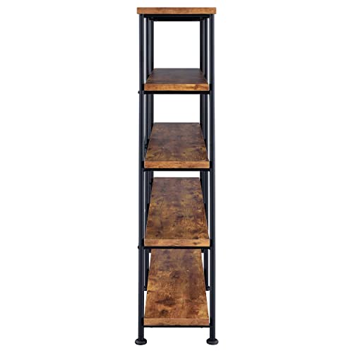 Coaster Home Furnishings Analiese Rustic Industrial 60" 4-Shelf Wood Double Bookcase - Brown Nutmeg
