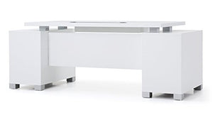 Ford Executive Modern Desk with Filing Cabinets - White Matte Finish